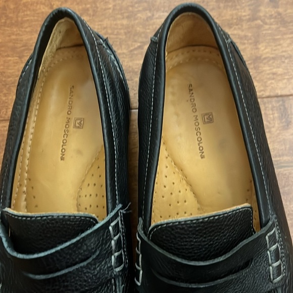 SANDRO MOSCOLONI DUERO BLACK LEATHER PENNY LOAFER - Picture 4 of 7
